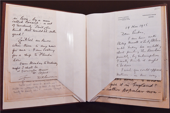 D.H.劳伦斯写给其代理人詹姆斯·布兰德·平克的信，信中谈到小说《虹》.jpg