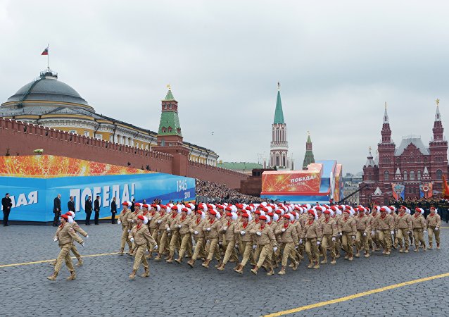 Участники всероссийского военно-патриотического общественного движения Юнармия на генеральной репетиции военного парада на Красной площади