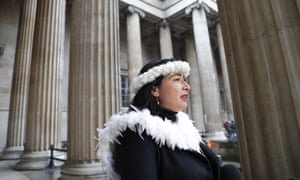 Tarita Alarcón Rapu, governor of Easter Island gives a news conference outside the British Museum after requesting the return of the statue.