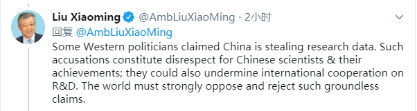 刘晓明社交媒体截图