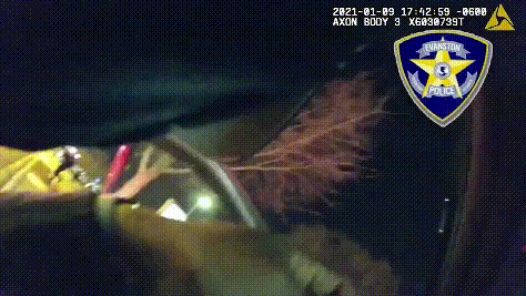 警察边开枪，边追捕嫌犯。