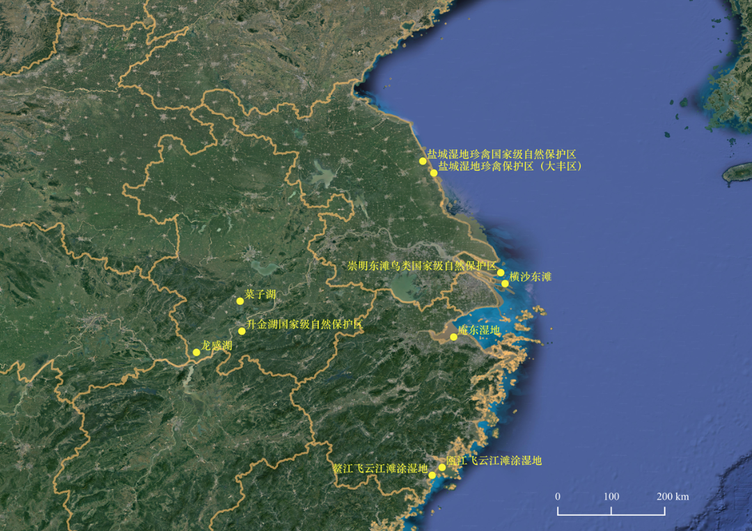 水鸟种类最多的10个调查地点分布图（（市绿化市容局保护处供图）.png