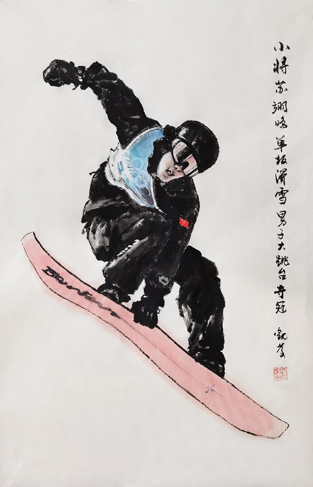 单板滑雪速写图片